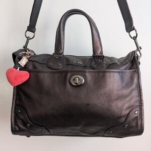 COACH RHYDER SATCHEL METALLIC TWO TONE LEATHER Shoulder Bag Legacy